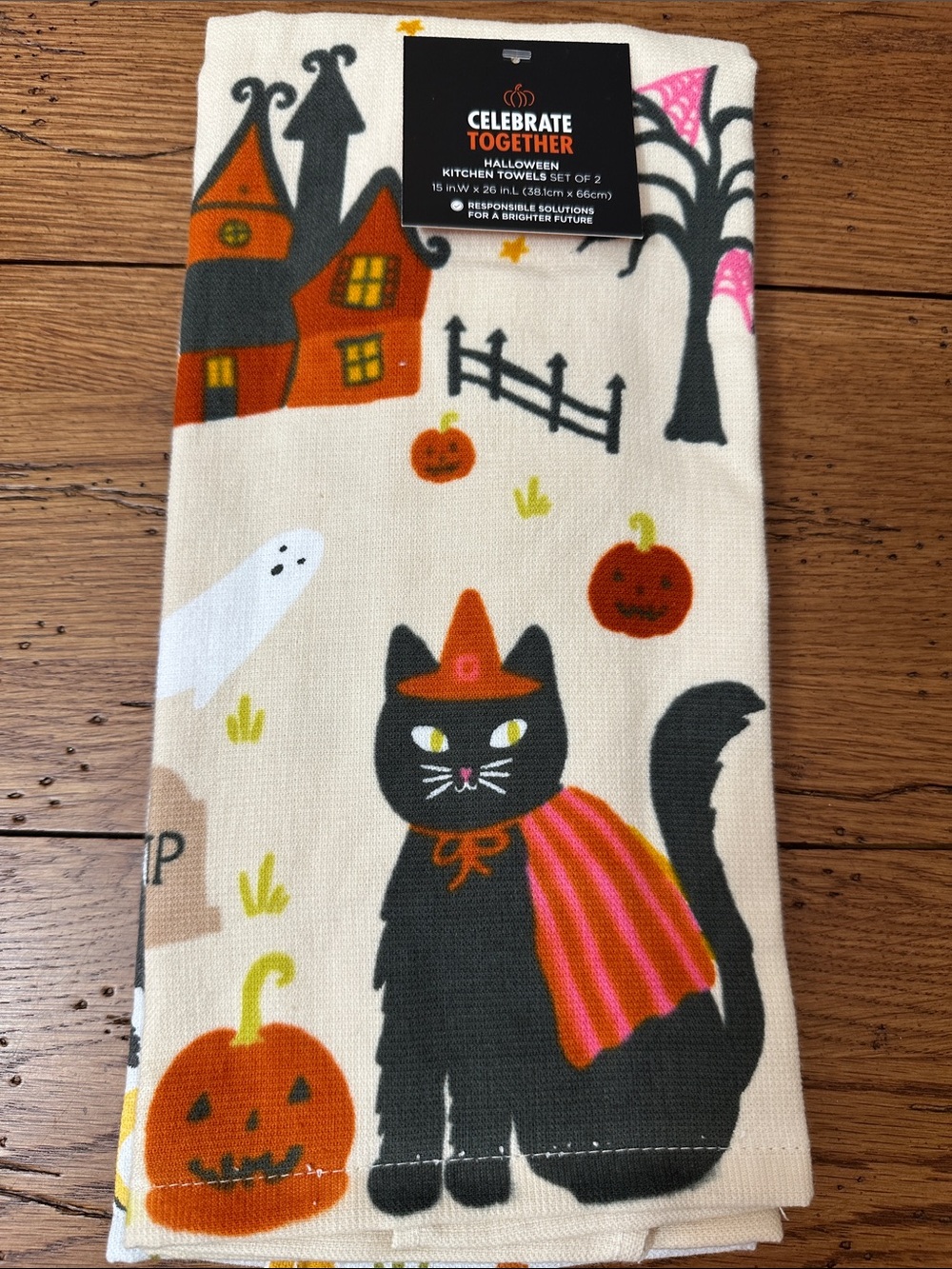 Celebrate Together Halloween Kitchen Towel Set - White, Black, Orange
